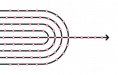 Soyut ok yönü. İş yatırımından başarıya. finansal veri grafiği stratejisi. Çizgileri ve noktaları birleştir. Teknoloji geçmişi. Yüksek hız.