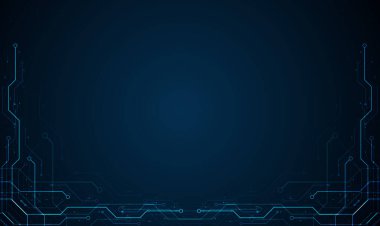 Devre kartı. Anakart. Mavi teknoloji arkaplanı.