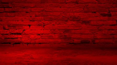 Kırmızı beton duvar ve zemin, ekran ürünleri için iç doku
