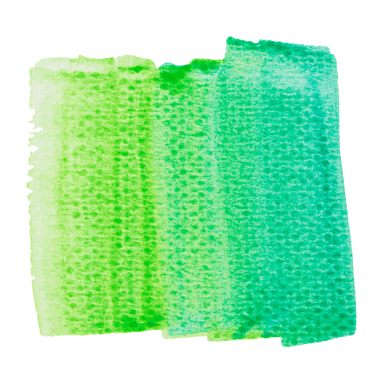 Mavi ve yeşil el beyaz arkaplanda izole edilmiş suluboya dikdörtgen şekilli nokta