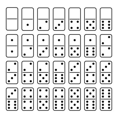 Domino seti beyaz arkaplanda izole edildi