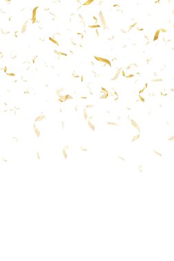 Şeffaf bir arkaplanda parıldayan konfeti. Altın konfeti