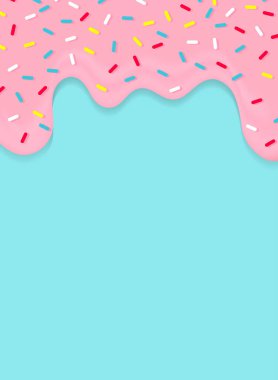 Mavi arka planda eriyen pembe sıvı ya da çilek sosu