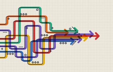 Soyut ok yönü. İş yatırımından başarıya. finansal veri grafiği stratejisi. Teknoloji geçmişi. Yüksek hız.