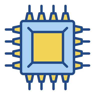 Beyaz arkaplanda mikro çip simgesi izole edildi