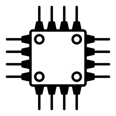 Beyaz arkaplanda mikro çip simgesi izole edildi