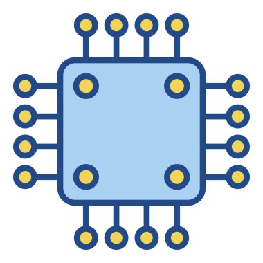 Beyaz arkaplanda mikro çip simgesi izole edildi