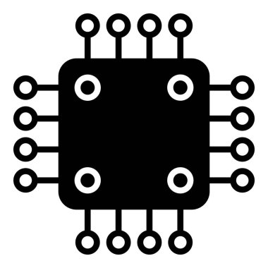 Beyaz arkaplanda mikro çip simgesi izole edildi