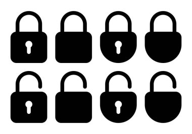 Beyaz arka plan üzerinde izole kilit Icons set