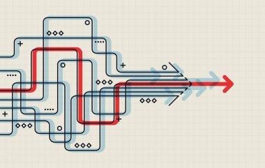 Soyut ok yönü. İş yatırımından başarıya. finansal veri grafiği stratejisi. Teknoloji geçmişi. Yüksek hız.