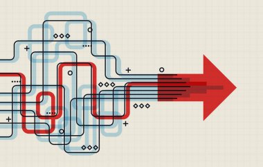 Soyut ok yönü. İş yatırımından başarıya. finansal veri grafiği stratejisi. Teknoloji geçmişi. Yüksek hız.