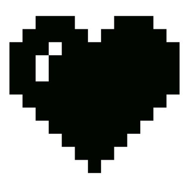 Beyaz arkaplanda kalp pikseli simgesi izole edildi