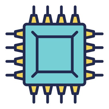 Beyaz arkaplanda mikro çip simgesi izole edildi