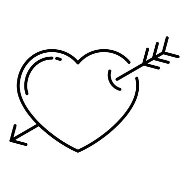 Ok kalp ikonu. Beyaz arkaplanda izole Sevgililer Günü sembolü