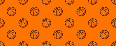 Turuncu arka planda basketbol desenleri