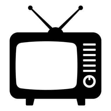 Televizyon ikonu. Beyaz arkaplanda televizyon sembolü izole edildi