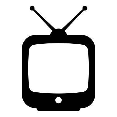 Televizyon ikonu. Beyaz arkaplanda televizyon sembolü izole edildi