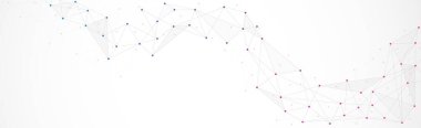 Geometrik bağlantılı arkaplan. Noktaları ve çizgileri birleştiriyorum. Genel ağ bağlantısı. Teknoloji için sancak şablonu.