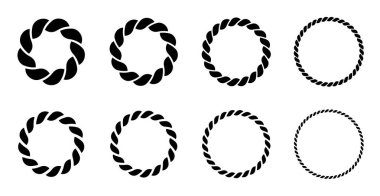 Beyaz arkaplanda yuvarlak ip seti