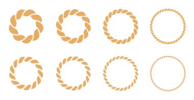 Beyaz arkaplanda yuvarlak ip seti