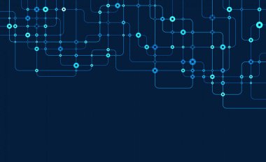 Circuit connect lines and dots. Network technology and Connection concept. Decentralized network nodes connections