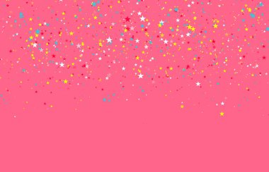 Renkli yıldızlar konfeti arka planı. Beyaz arka planda parıldayan konfeti.