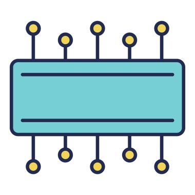 Beyaz arkaplanda mikro çip simgesi izole edildi