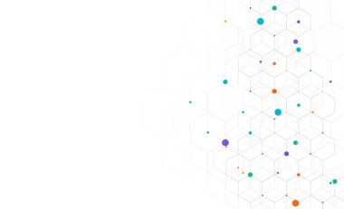 Gri arkaplanda altıgen deseni var. Genetik araştırma, moleküler yapı. Kimya mühendisliği. Yenilik teknolojisi kavramı. Tasarım, sağlık, bilim ve tıp geçmişi için kullanılır.