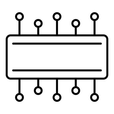 Mikro çip ince çizgi simgesi