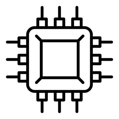 Mikro çip ince çizgi simgesi