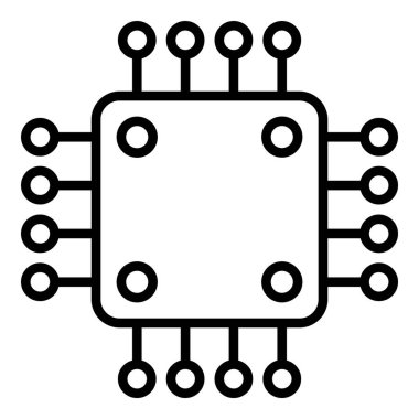 Mikro çip ince çizgi simgesi