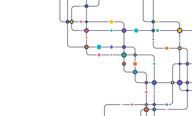 Devre çizgileri ve noktaları birleştir. Ağ teknolojisi ve Bağlantı kavramı. Yerel ağ düğümleri bağlantıları