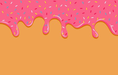 Damlayan pembe tatlı çörek jöleli vektör arka planı, renkli serpiştirmeler pankart arka planı