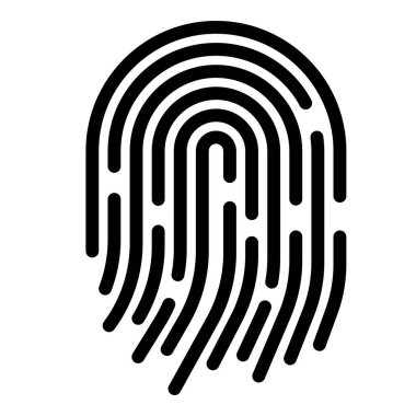 Beyaz arkaplanda siyah parmak izi simgesi izole edildi