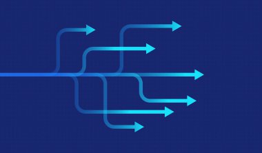 Soyut ok yönü. İş yatırımından başarıya. finansal veri grafiği stratejisi. Teknoloji geçmişi. Yüksek hız.