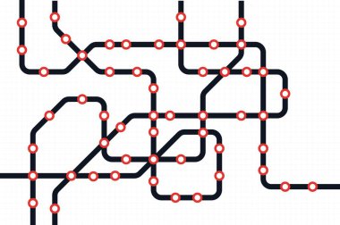 Devre çizgileri ve noktaları birleştir. Ağ teknolojisi ve Bağlantı kavramı. Merkezi olmayan ağ düğümleri bağlantıları. Şehir metro taşıma şeması