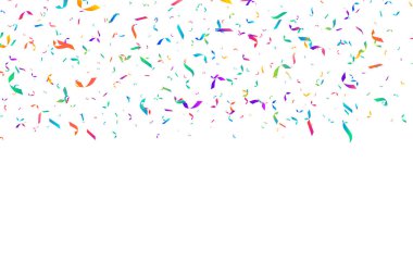 Beyaz arka planda renkli, parlak bir konfeti.