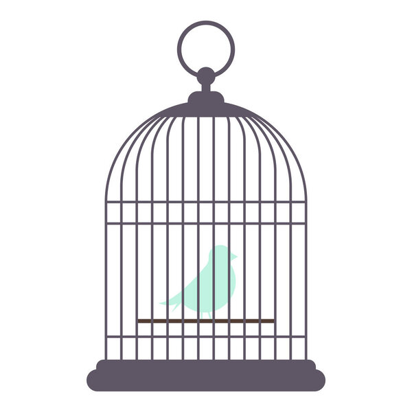 Bird in cage icon isolated on white background
