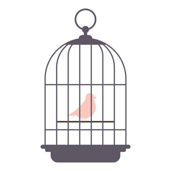 Bird in cage icon isolated on white background