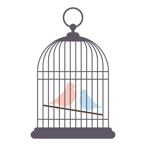 Bird in cage icon isolated on white background