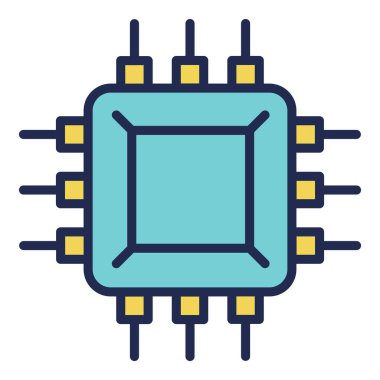 Beyaz arkaplanda mikro çip simgesi izole edildi