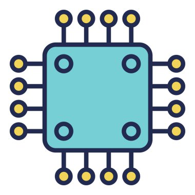 Beyaz arkaplanda mikro çip simgesi izole edildi