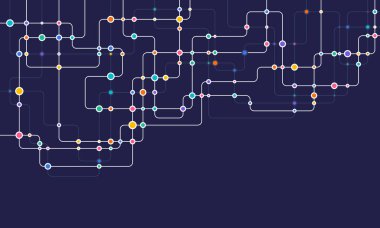 Devre çizgileri ve noktaları birleştir. Ağ teknolojisi ve Bağlantı kavramı. Yerel ağ düğümleri bağlantıları