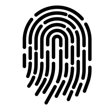 Beyaz arkaplanda siyah parmak izi simgesi izole edildi