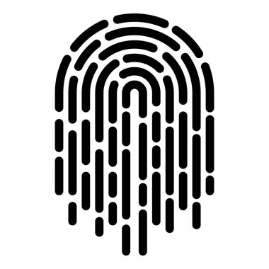 Beyaz arkaplanda siyah parmak izi simgesi izole edildi