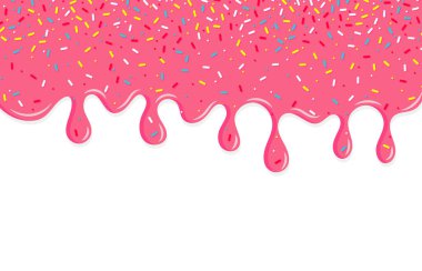 Damlayan pembe tatlı çörek jöleli vektör arka planı, renkli serpiştirmeler pankart arka planı