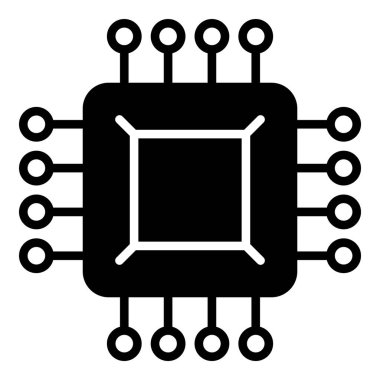 Beyaz arkaplanda mikro çip simgesi izole edildi