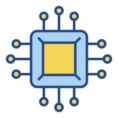 Beyaz arkaplanda mikro çip simgesi izole edildi