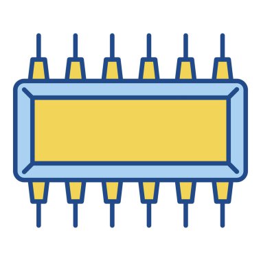 Beyaz arkaplanda mikro çip simgesi izole edildi