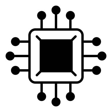 Beyaz arkaplanda mikro çip simgesi izole edildi